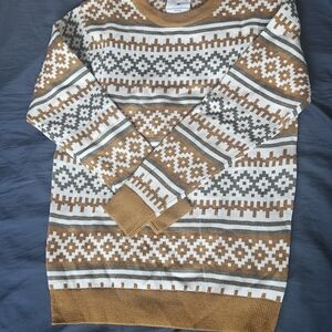 Men's Patterned Sweater - Mustard and Gray